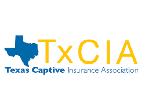 Texas Captive Insurance Association TxCIA blue state and yellow text logo