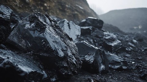 pieces of coal in the ground