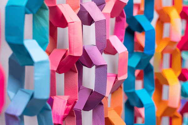 Several colorful paper chainlinks hanging down