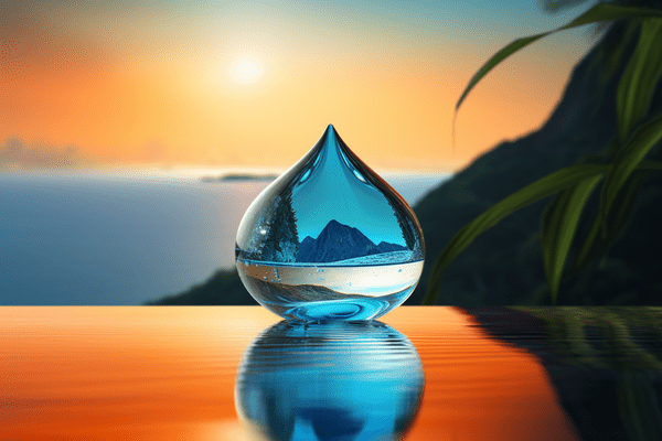 Water droplet on a tropical background