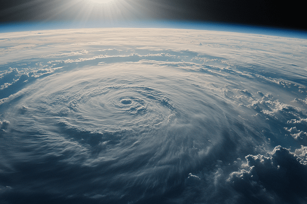 Top view of a hurricane from outer space