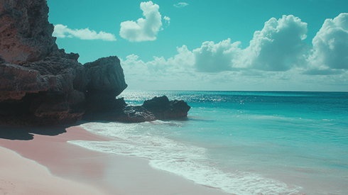 A Bermuda beach with a calm ocean