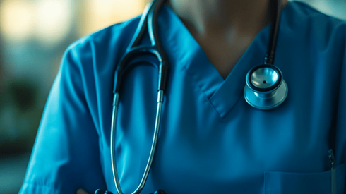 Doctors and nurses in a line