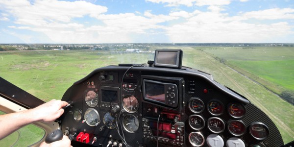 View from the cockpit of an airplane