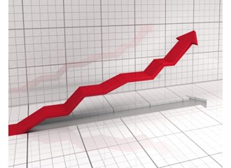 Line Graph With Red Arrow Line Edging Upward
