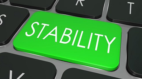 Green button on computer keyboard that says STABILITY