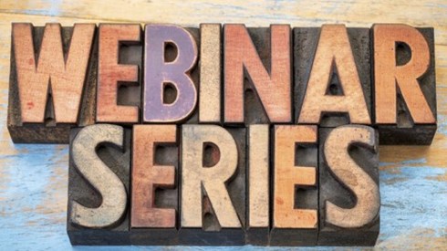 Webinar Series spelled out in multicolored letterpress