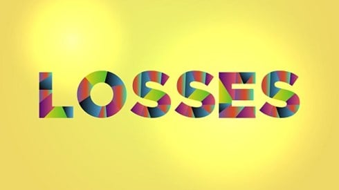 Multicolored word Losses in against yellow background