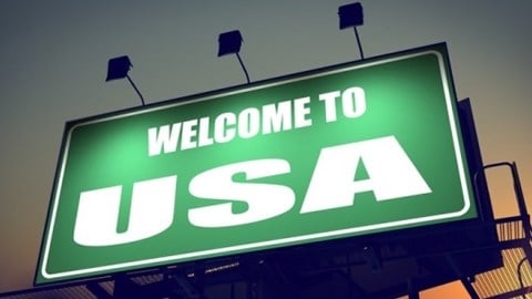 Lighted billboard that reads Welcome to USA