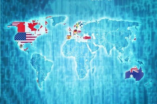 OECD Flag Map Of Globe With Various Flags